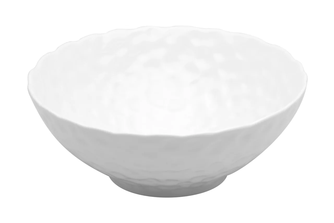 White 9.5" Pebbled Porcelain Large Round Serve Bowl