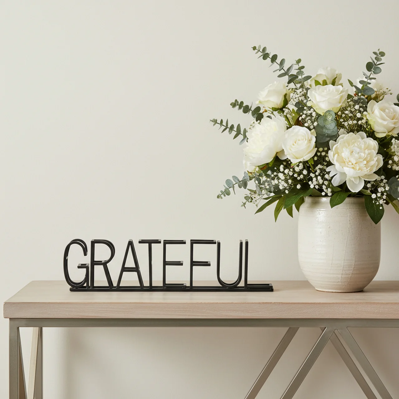 Metal Grateful Tabletop Sign