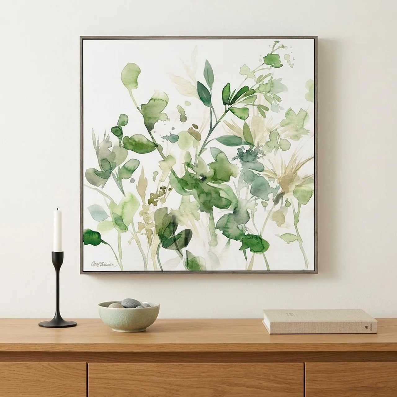 30" X 30" Woodtoned Frame Sage Garden I